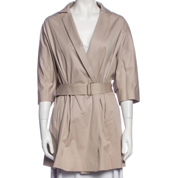 Lela Rose Trench Coat Beige Silk Lining Made In USA Tan Belted Jacket - Picture 1 of 7